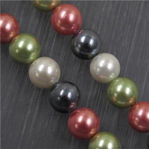 round Pearlized Shell Beads, mixed color, approx 12mm dia [SHEPL190-12MM]