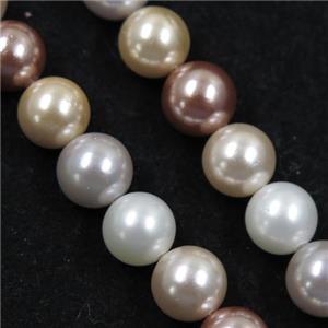 round Pearlized Shell Beads, mixed color, approx 12mm dia [SHEPL192-12MM]