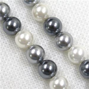 round Pearlized Shell Beads, mixed color, approx 12mm dia [SHEPL193-12MM]