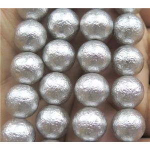Pearlized Shell Bead, matte round, grey, approx 14mm dia [SHEPL54-14MM]
