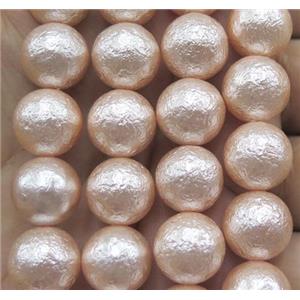 Pearlized Shell Bead, matte round, rose gold, approx 14mm dia [SHEPL55-14MM]
