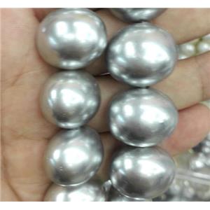 Pearlized Shell Bead, oval, grey, approx 18x21mm,22pcs per st [SHEPL56]