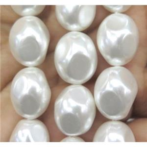 Pearlized Shell Bead, faceted oval, approx 12x15mm [SHEPL59]