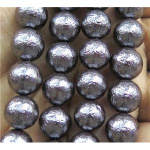 Pearlized Shell Bead, matte round, black, approx 12mm dia [SHEPL60-12MM]