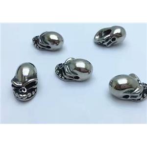 stainless steel skull beads, Antique silver, approx 10-12mm [SSB0002]