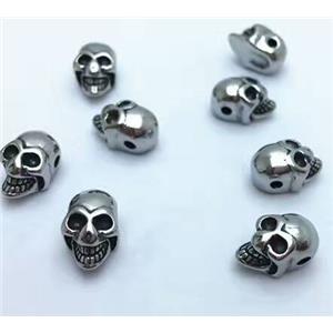 stainless steel skull bead, Antique silver, approx 10-12mm [SSB0003]