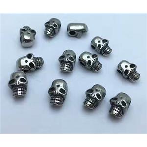 stainless steel skull bead, Antique silver, approx 10-12mm [SSB0008]