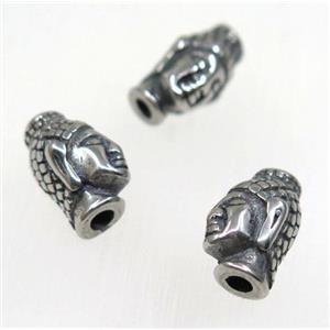 stainless steel buddha beads, Antique silver, approx 9-14mm, 2.2mm hole [SSB0009]