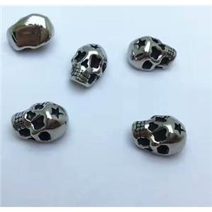 stainless steel skull beads, Antique silver, approx 10-12mm [SSB0010]