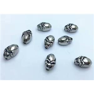 stainless steel skull beads, Antique silver, approx 10-12mm [SSB0011]