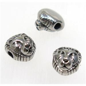 stainless steel lion beads, Antique silver, approx 10-12mm, 2.5mm hole [SSB0021]