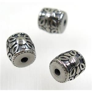 stainless steel barrel beads, Antique silver, approx 10-12mm [SSB0024]