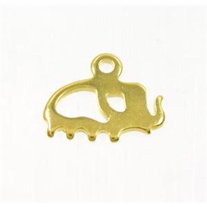 stainless steel elephant pendant, gold plated, approx 6x11mm [SSB0146]