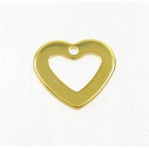 stainless steel heart pendant, gold plated, approx 10-11mm [SSB0151]