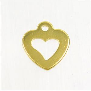 stainless steel heart pendant, gold plated, approx 10mm [SSB0152]