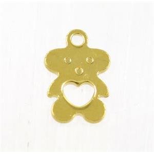 stainless steel bear tag pendant, gold plated, approx 7.5-9mm [SSB0155]