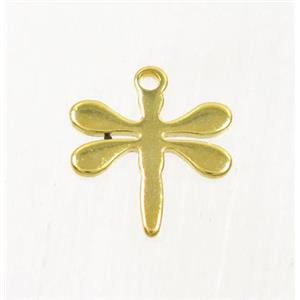 stainless steel dragonfly pendant, gold plated, approx 10-12mm [SSB0159]