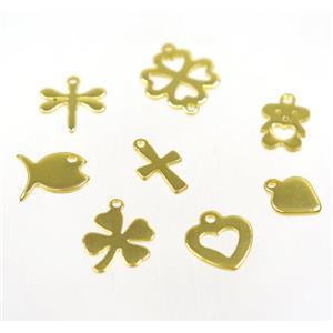 stainless steel pendant, mixed shape, gold plated, approx 7-12mm [SSB0164]