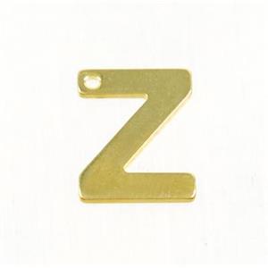 stainless steel letter Z pendant, gold plated, approx 6-11mm [SSB0165]