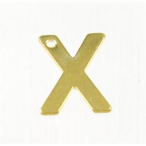 stainless steel letter X pendant, gold plated, approx 6-11mm [SSB0167]