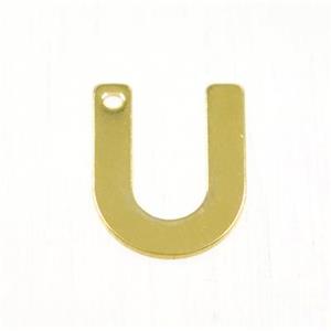 stainless steel letter U pendant, gold plated, approx 6-11mm [SSB0169]