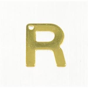 stainless steel letter R pendant, gold plated, approx 6-11mm [SSB0173]