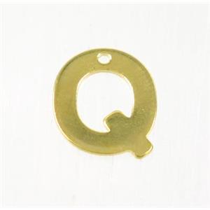 stainless steel letter Q pendant, gold plated, approx 6-11mm [SSB0174]