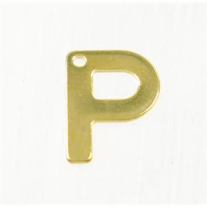 stainless steel letter P pendant, gold plated, approx 6-11mm [SSB0175]