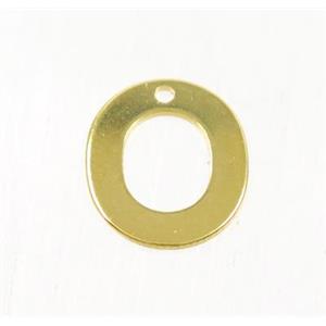 stainless steel letter O pendant, gold plated, approx 6-11mm [SSB0176]