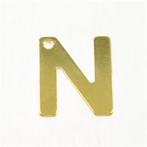 stainless steel letter N pendant, gold plated, approx 6-11mm [SSB0177]