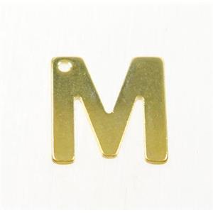 stainless steel letter M pendant, gold plated, approx 6-11mm [SSB0178]