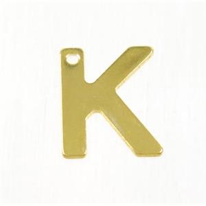 stainless steel letter K pendant, gold plated, approx 6-11mm [SSB0180]