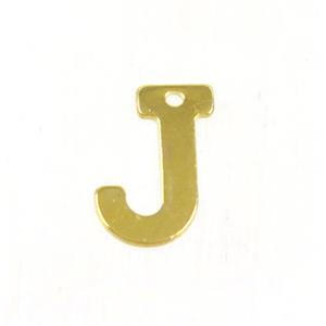 stainless steel letter J pendant, gold plated, approx 6-11mm [SSB0181]