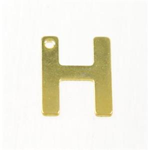 stainless steel letter H pendant, gold plated, approx 6-11mm [SSB0183]