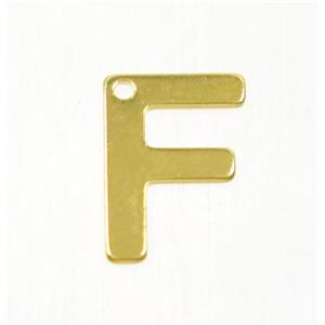 stainless steel letter F pendant, gold plated, approx 6-11mm [SSB0185]