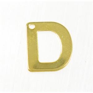 stainless steel letter D pendant, gold plated, approx 6-11mm [SSB0187]