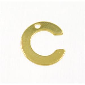 stainless steel letter C pendant, gold plated, approx 6-11mm [SSB0188]