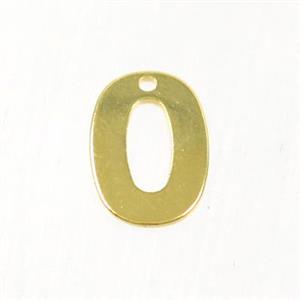 stainless steel number 0 pendant, gold plated, approx 6-11mm [SSB0192]