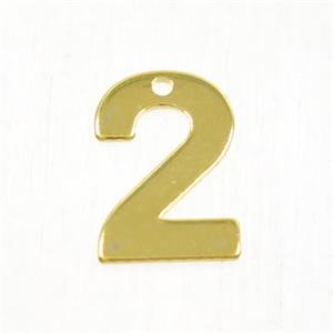 stainless steel number 2 pendant, gold plated, approx 6-11mm [SSB0200]
