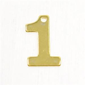 stainless steel number 1 pendant, gold plated, approx 6-11mm [SSB0201]