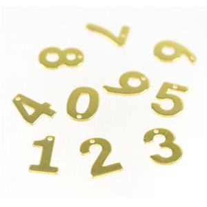 stainless steel number pendant, gold plated, approx 6-11mm [SSB0202]