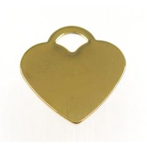 stainless steel heart pendant, gold plated, approx 25mm [SSB0205]