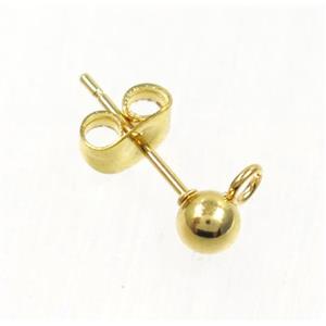 stainless steel earring studs, gold plated, approx 4-15mm [SSB0206]