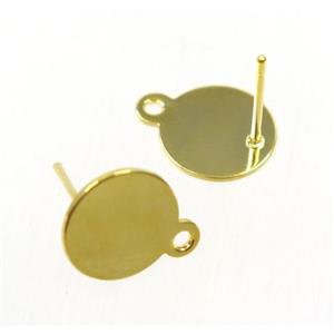 stainless steel earring studs, gold plated, approx 10.5mm [SSB0207]