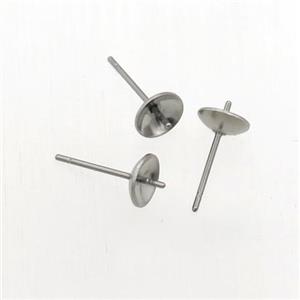 stainless steel stud earring with pad, approx 6mm dia [SSB0227-6MM]