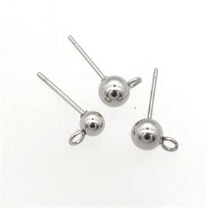 stainless steel stud earring with ball, approx 4mm dia [SSB0231-4MM]