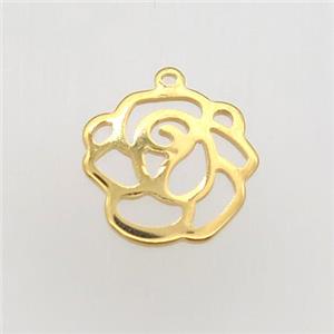 stainless steel flower pendant, gold plated, approx 14mm dia [SSB0250]
