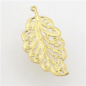 stainless steel leaf pendant, gold plated, approx 17-33mm [SSB0251]
