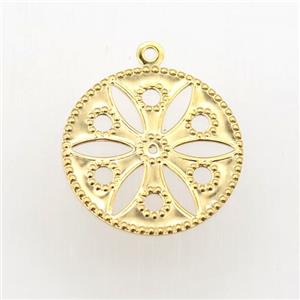 stainless steel pendant, gold plated, approx 19mm dia [SSB0252]