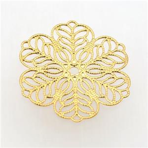 stainless steel flower pendant, gold plated, approx 30mm dia [SSB0253]